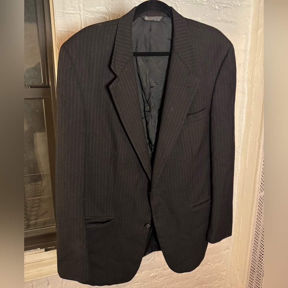 Black Pinstripe Suit Jacket by Kilgour, French & Stanbury